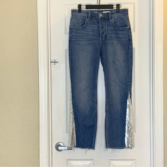 Anthropologie Pilcro High-Rise Sequined Flared Jeans Size 29 - Picture 11 of 12